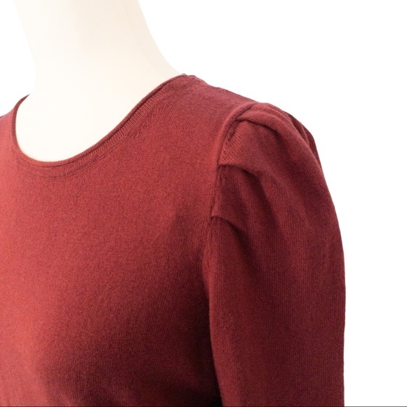 ANNE KLEIN Puff-Shoulder Sweater in Merlot - Size Small - Picture 4 of 4